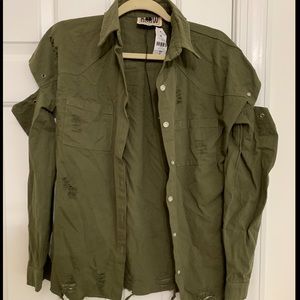 LF distressed green khaki jacket- NWT